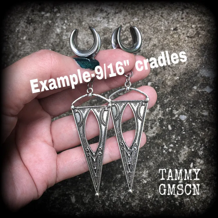 Gothic triangle gauged earrings-Boho ear gauges