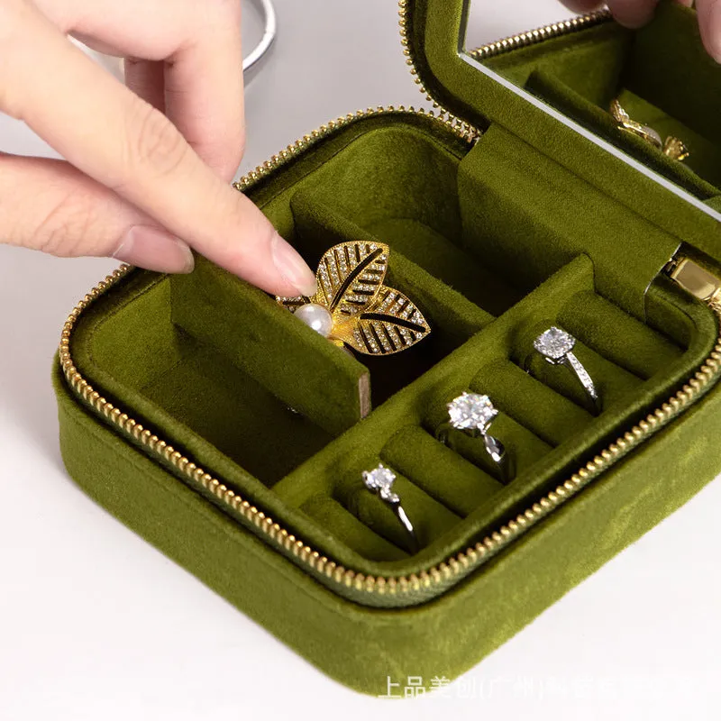 Green Red Color Girl Birthday Gift For Jewelry Storage Travel Mini Portable Ring Necklace Bracelet Velvet Box
