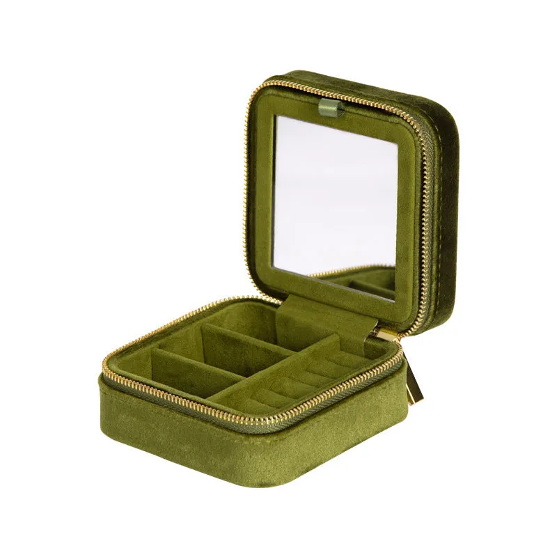 Green Red Color Girl Birthday Gift For Jewelry Storage Travel Mini Portable Ring Necklace Bracelet Velvet Box