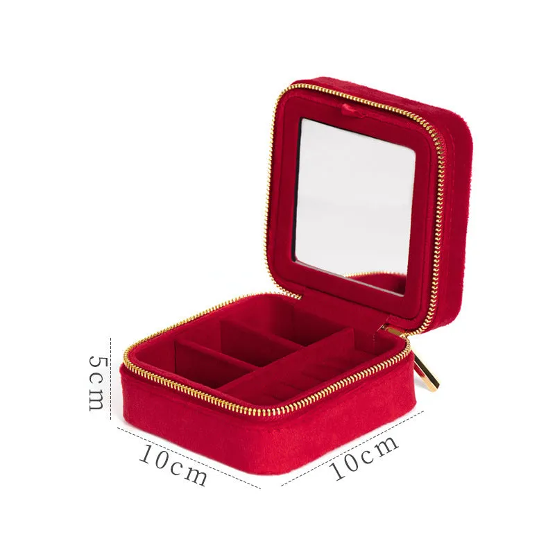Green Red Color Girl Birthday Gift For Jewelry Storage Travel Mini Portable Ring Necklace Bracelet Velvet Box
