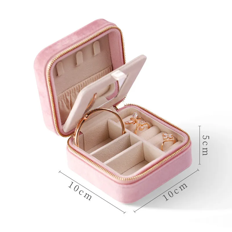 Green Red Color Girl Birthday Gift For Jewelry Storage Travel Mini Portable Ring Necklace Bracelet Velvet Box
