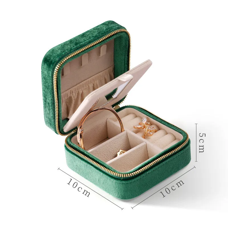 Green Red Color Girl Birthday Gift For Jewelry Storage Travel Mini Portable Ring Necklace Bracelet Velvet Box
