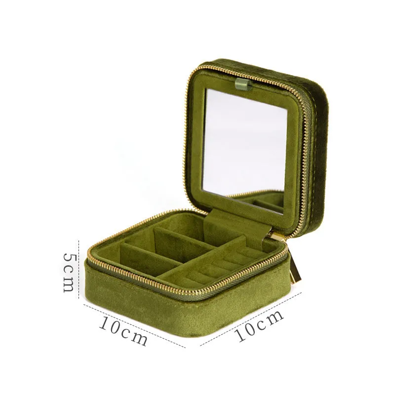 Green Red Color Girl Birthday Gift For Jewelry Storage Travel Mini Portable Ring Necklace Bracelet Velvet Box