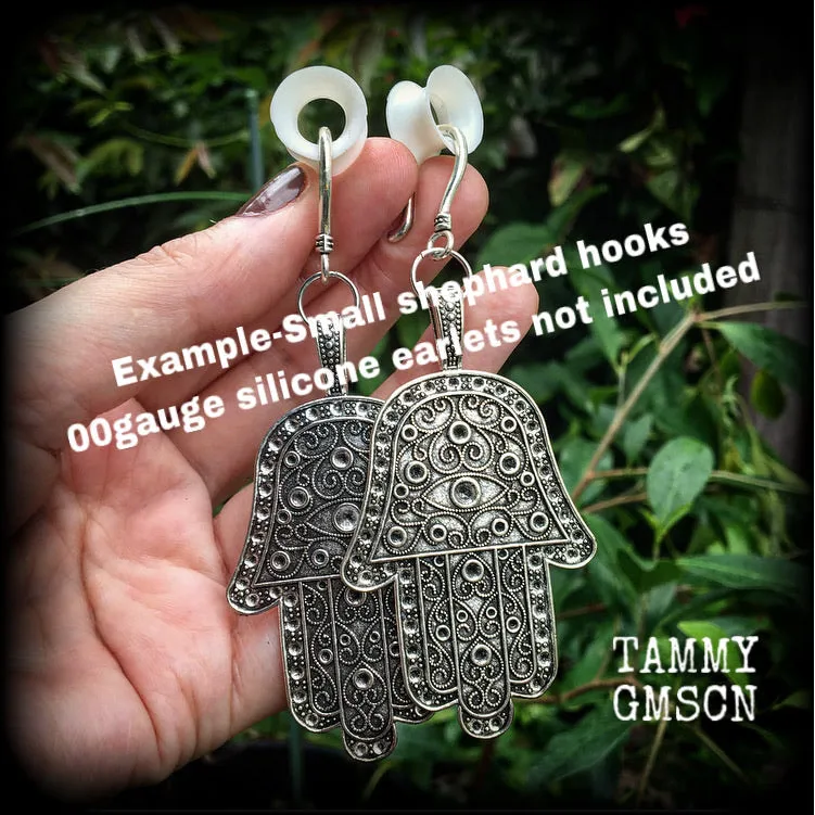 Hamsa hand ear hangers-Hand of Fatima earrings