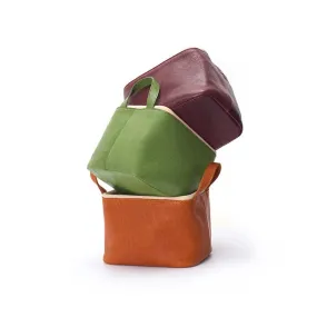 Handmade square multifunctional leather storage basket