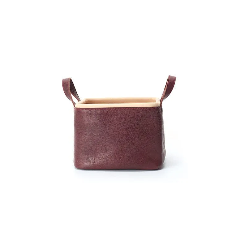 Handmade square multifunctional leather storage basket