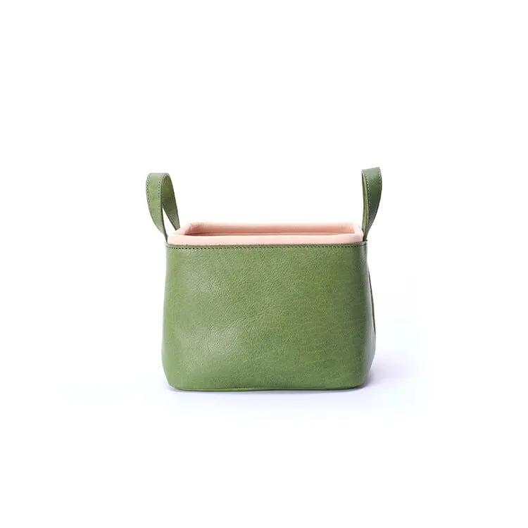 Handmade square multifunctional leather storage basket