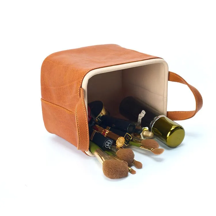 Handmade square multifunctional leather storage basket
