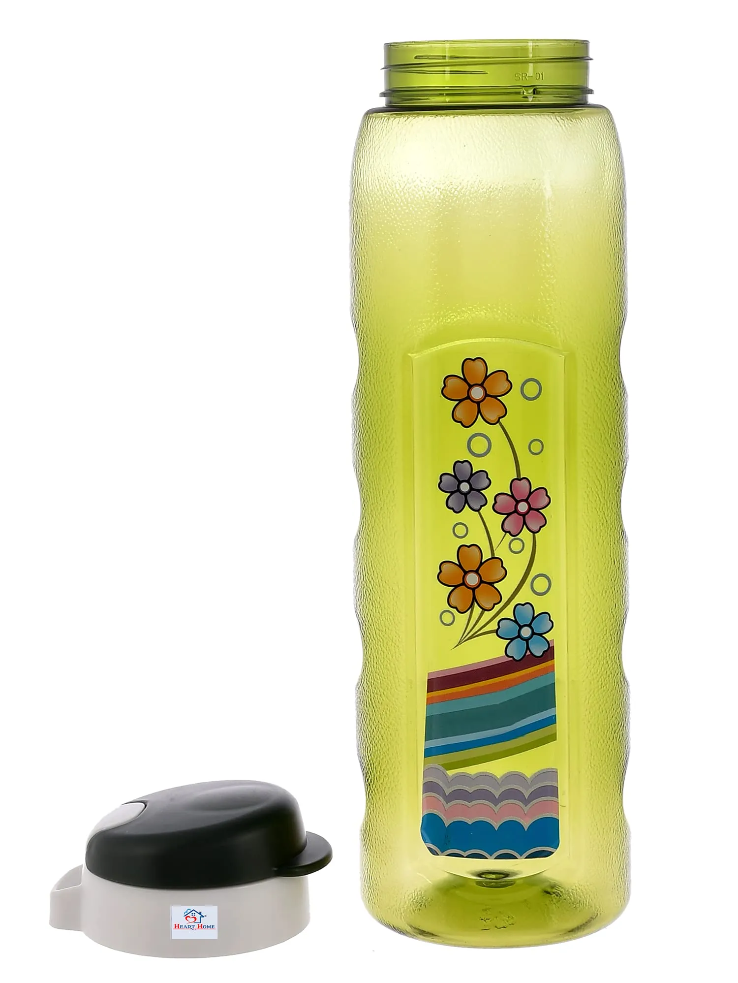 Heart Home Plastic Water Bottle With Sipper- 1 Litre, Pack of 3 (Green)