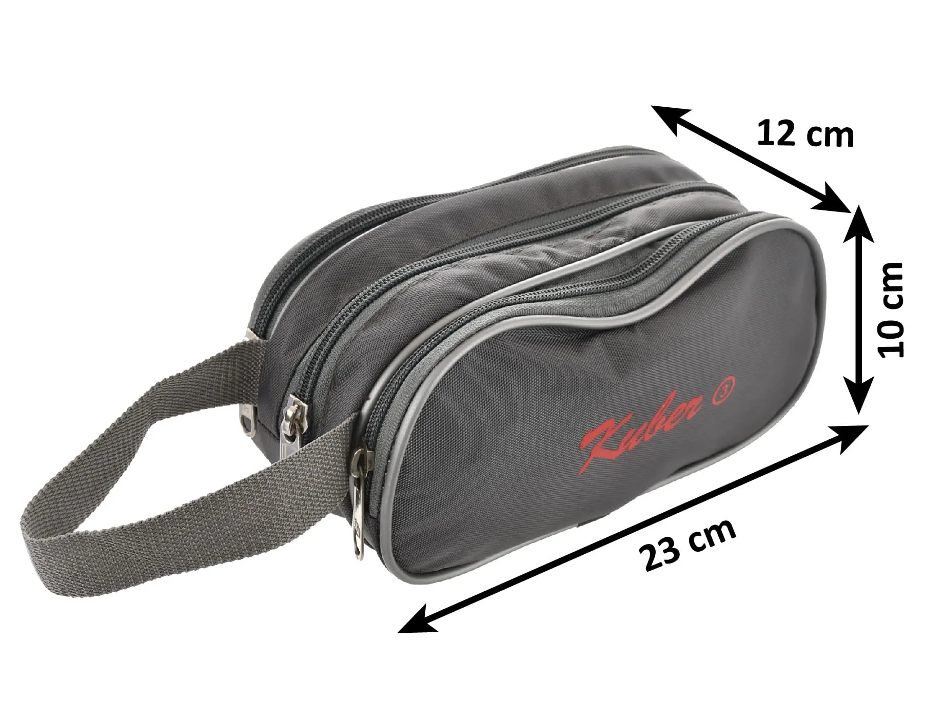 Heart Home Toilerty bag, Shaving Kit, Cosmetic Bag For Travel Accessories With 3 Zipper Comparments & Carrying Strip (Grey)-HS43HEARTH26611