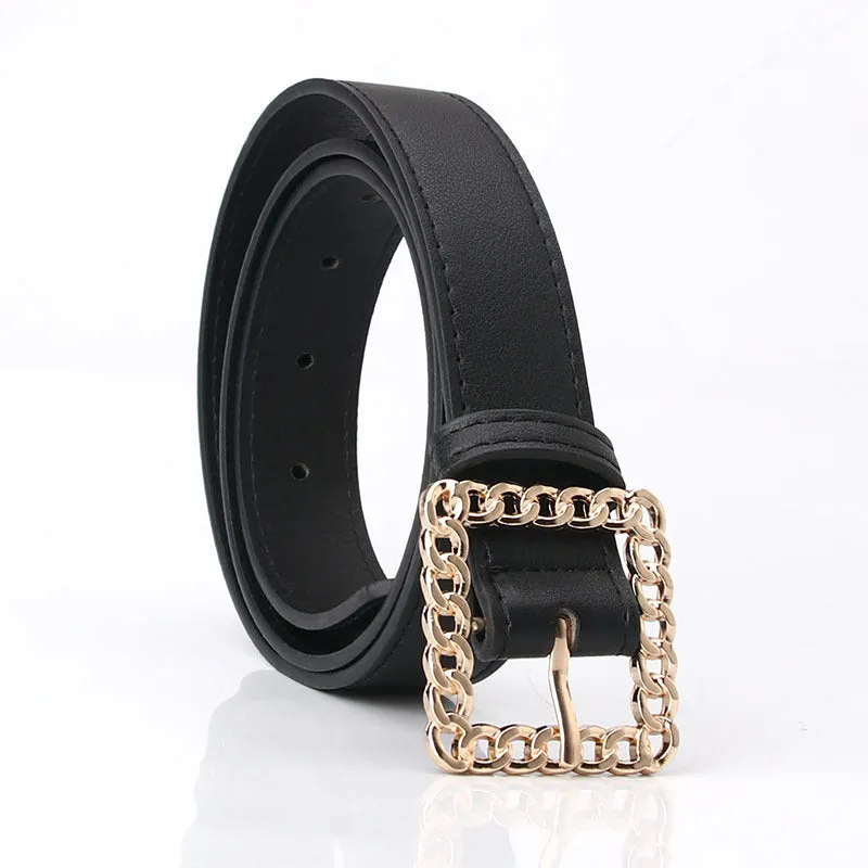 Hollow Square Buckle Decorative Belt Student All-Match Trouser Belt Women's Fashion Belt