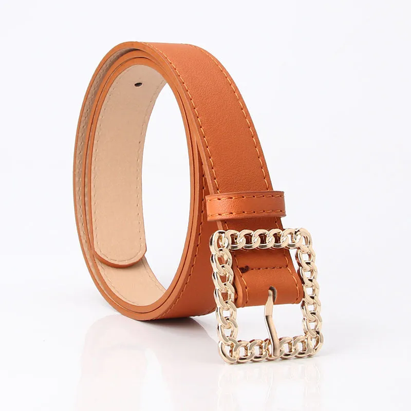 Hollow Square Buckle Decorative Belt Student All-Match Trouser Belt Women's Fashion Belt