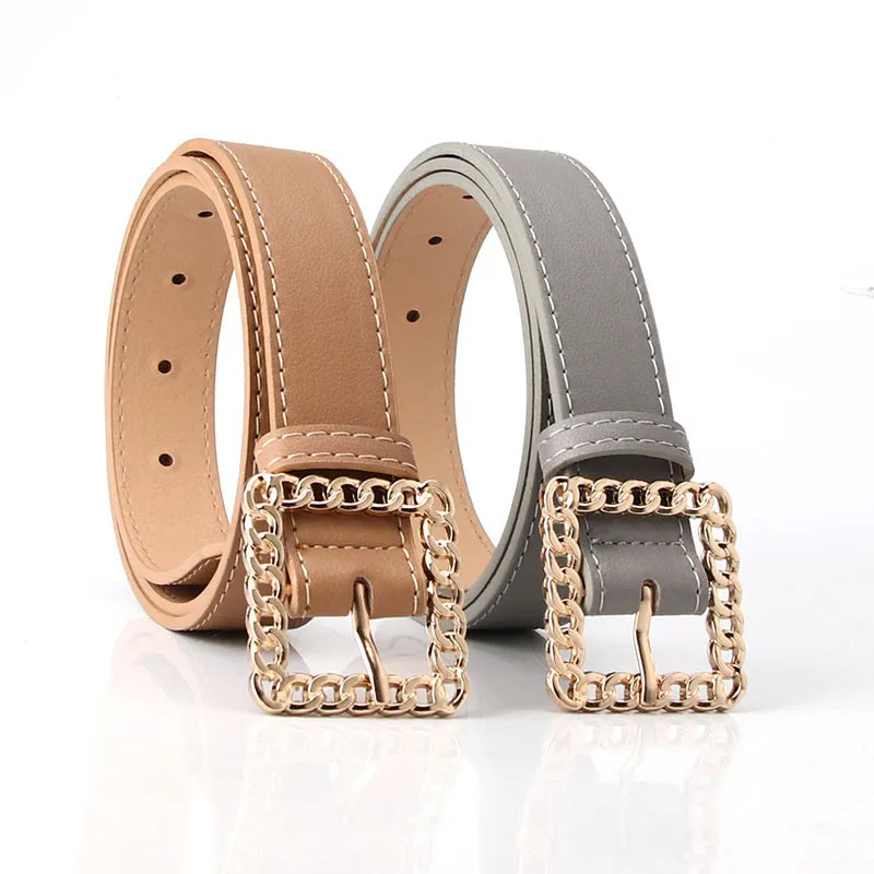 Hollow Square Buckle Decorative Belt Student All-Match Trouser Belt Women's Fashion Belt