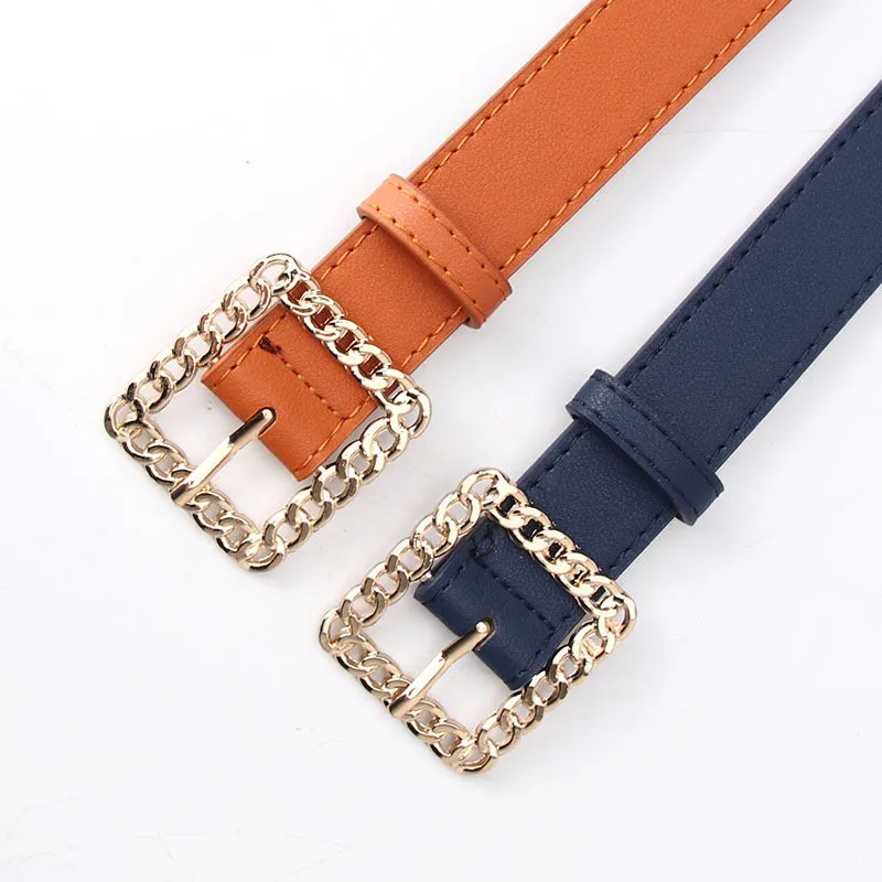 Hollow Square Buckle Decorative Belt Student All-Match Trouser Belt Women's Fashion Belt