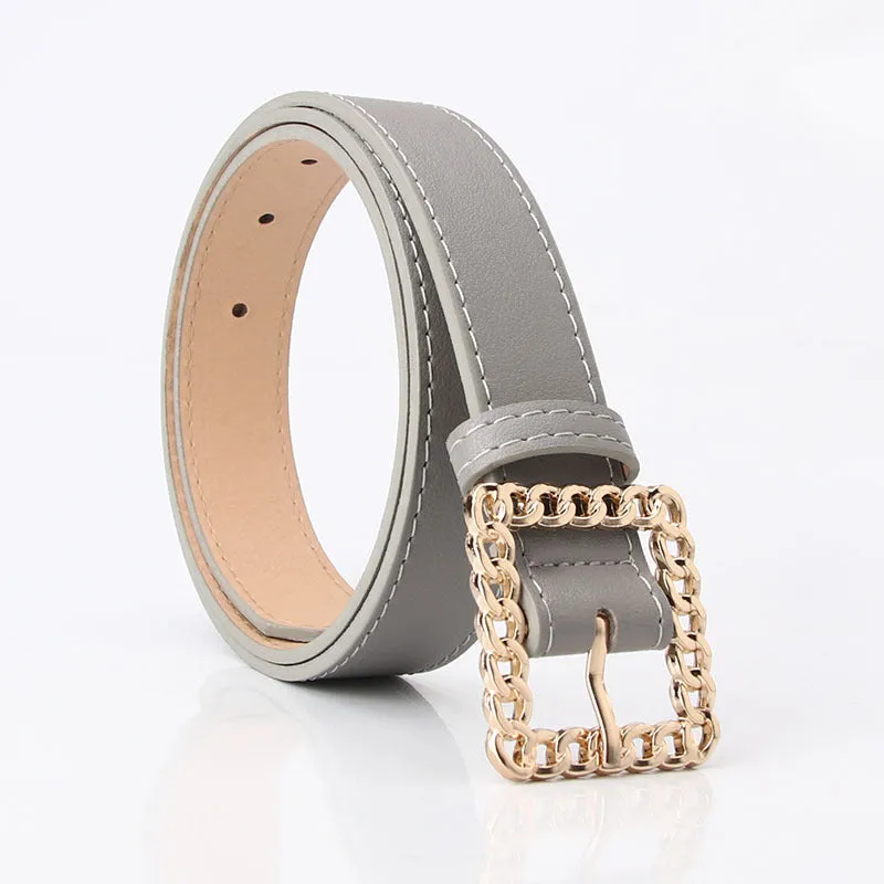 Hollow Square Buckle Decorative Belt Student All-Match Trouser Belt Women's Fashion Belt