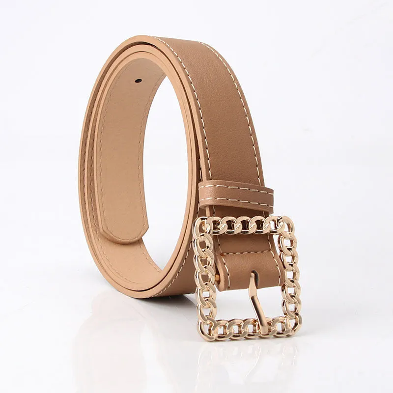 Hollow Square Buckle Decorative Belt Student All-Match Trouser Belt Women's Fashion Belt