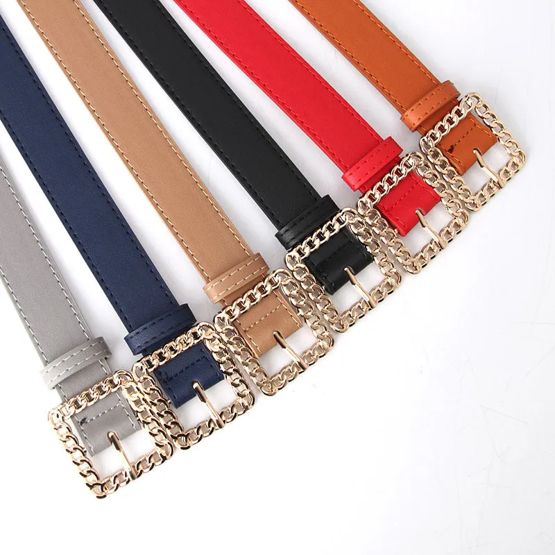 Hollow Square Buckle Decorative Belt Student All-Match Trouser Belt Women's Fashion Belt