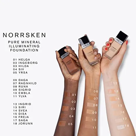 IDUN Minerals Norrsken Longwear Liquid Foundation with Poreless, Luminous Coverage, Dewey, Glowing Finish, Vegan, Cruelty and Silicone Free Makeup
