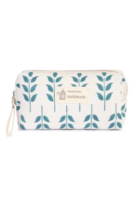 J122-1 - Blue Leaf Art Cosmetic Pouch