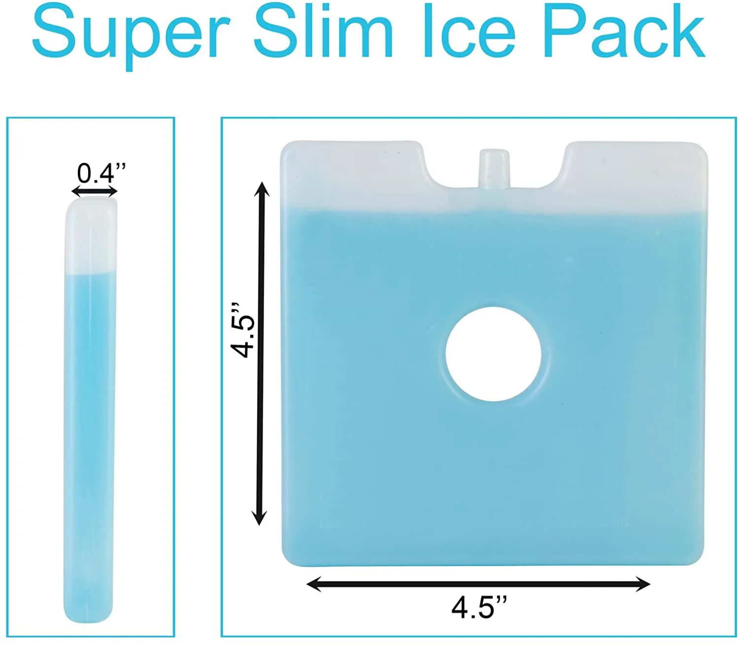 Jay Bags Slim Fit Ice Packs for Coolers, Lunch Boxes, and Lunch Bags, Reusable, 4.5" x 4.5" x 0.4" Inches, 4 Pack