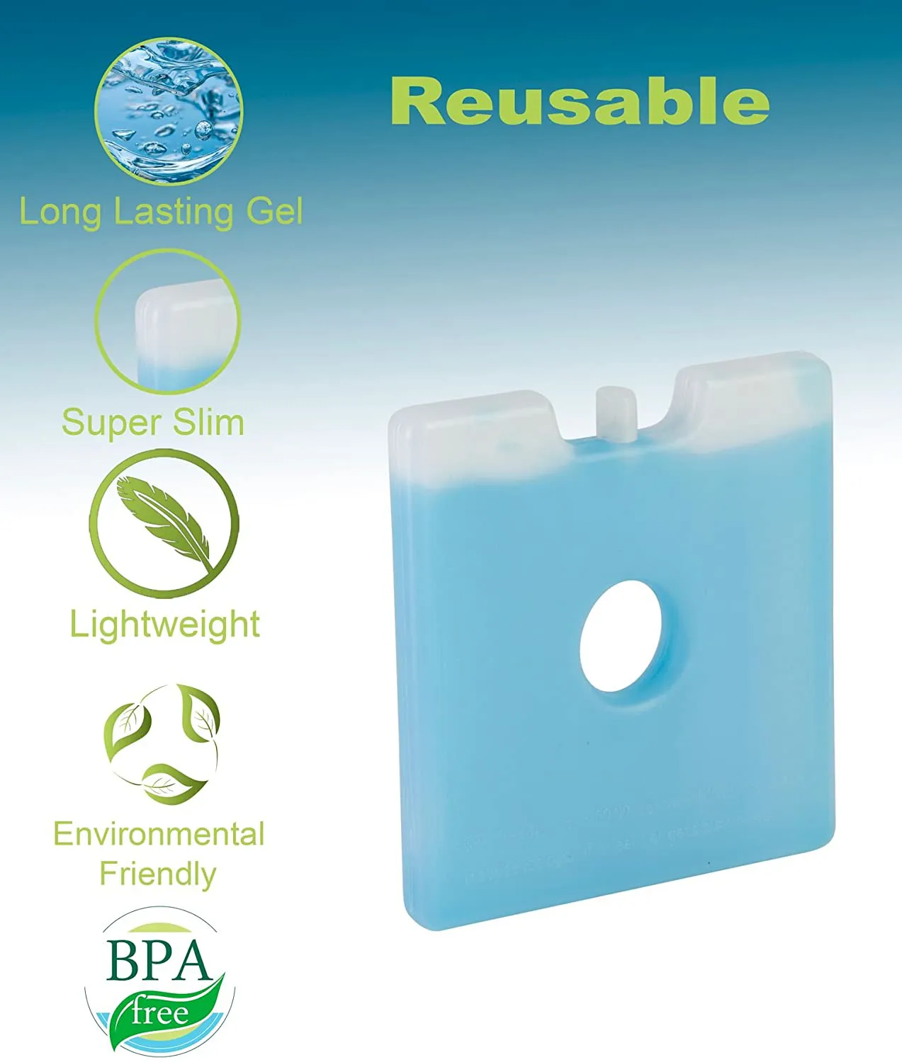 Jay Bags Slim Fit Ice Packs for Coolers, Lunch Boxes, and Lunch Bags, Reusable, 4.5" x 4.5" x 0.4" Inches, 4 Pack