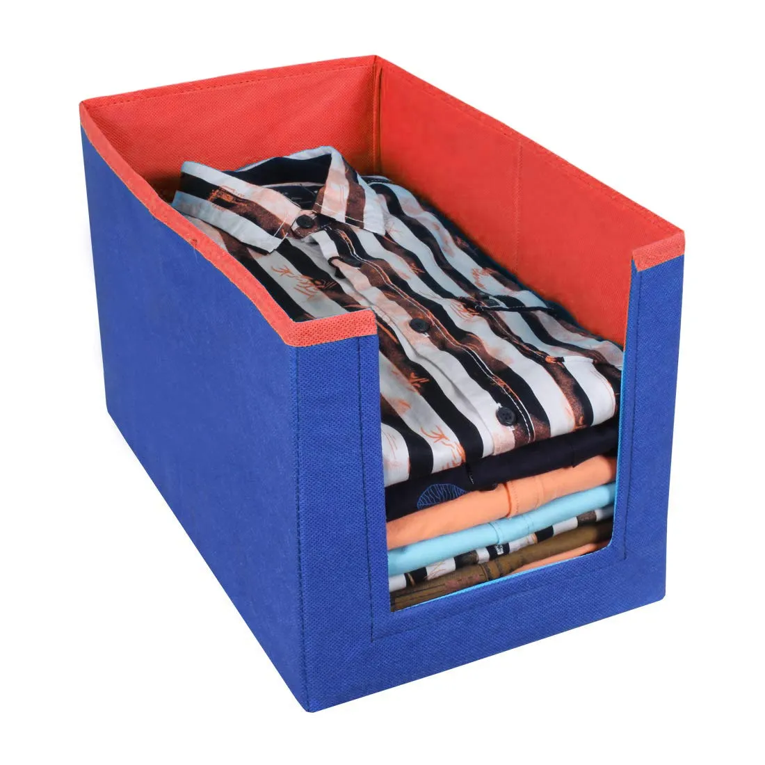 Kuber Industries 2 Pieces Non Woven Shirt Stacker/Shirt Organizer Wardrobe Organizer (Blue & Red)-KUBMART11326