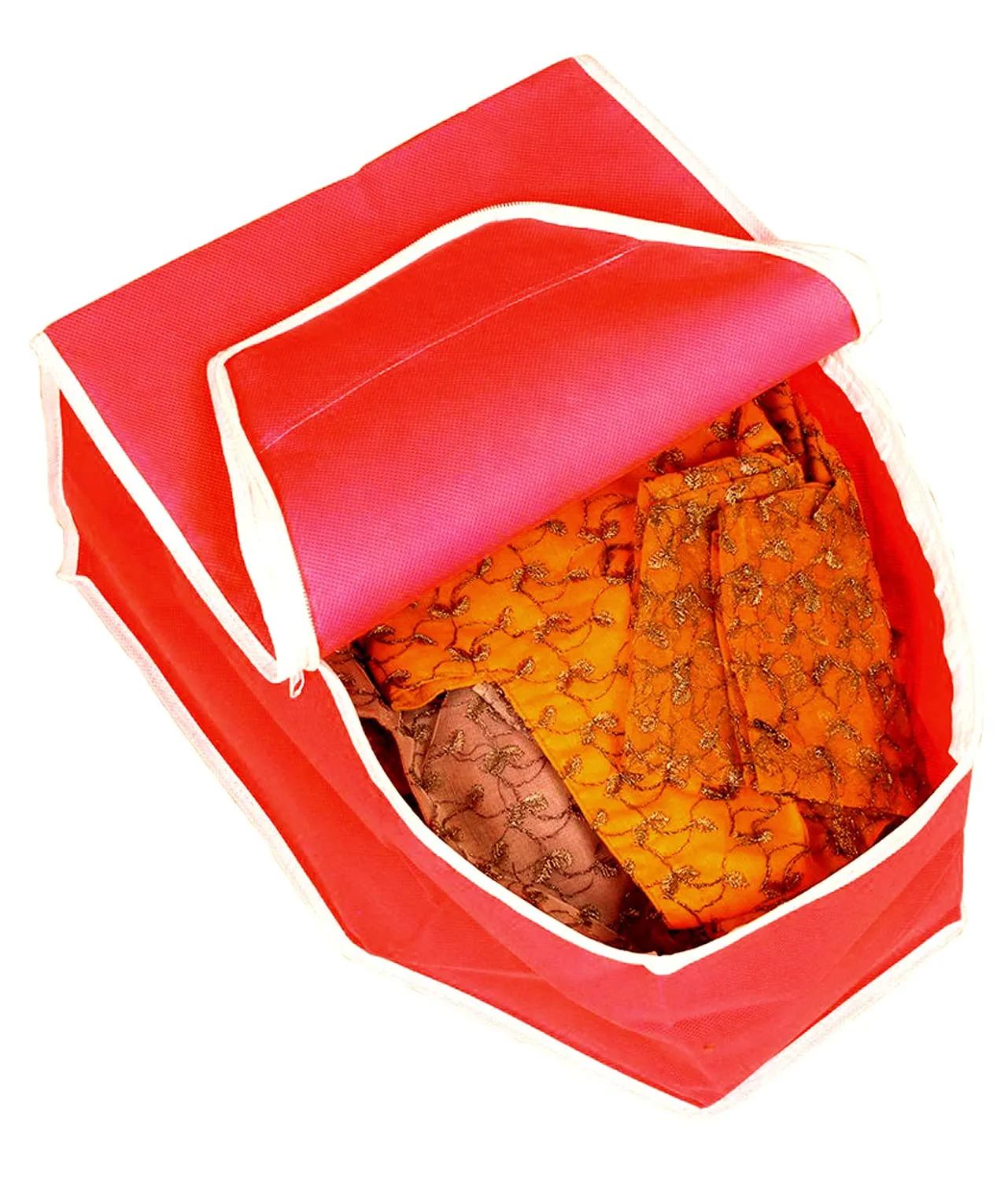 Kuber Industries Non Woven Blouse Cover Bags|Small Garment Cover|Wardrobe Organiser For Clothes|Pack of 2 (Red)