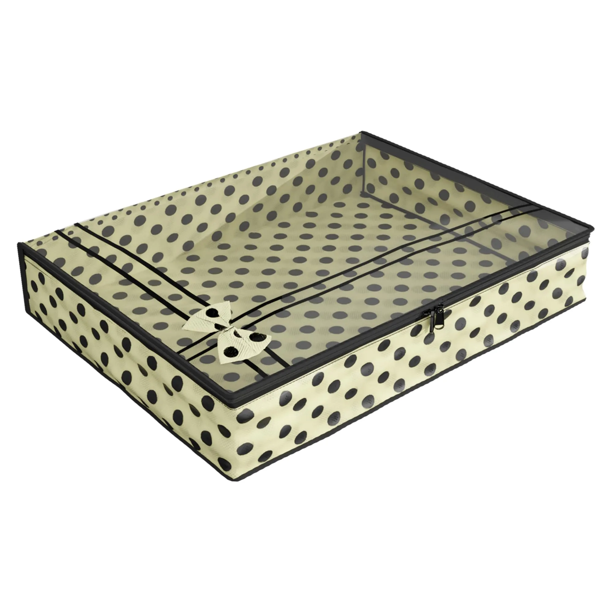 Kuber Industries Saree Cover | Clothes Storage Bag | Suit Packing Cover | Cloth Stoarge Organizer | Wardrobe Cloth Storage Organiser with Zip | Dot Bow-Design | 3 Inch | Pack of 12 | Cream