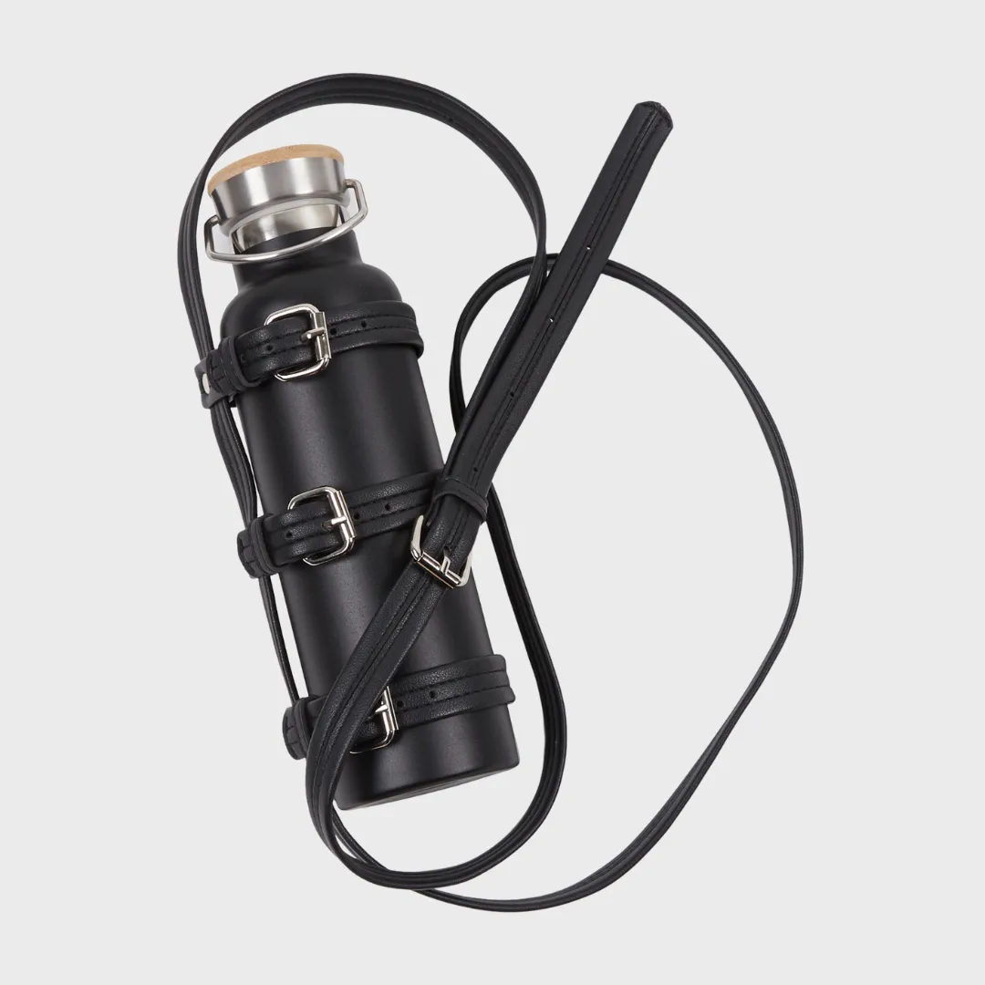 L'EAU VEGAN LEATHER BOTTLE HOLDER BLACK