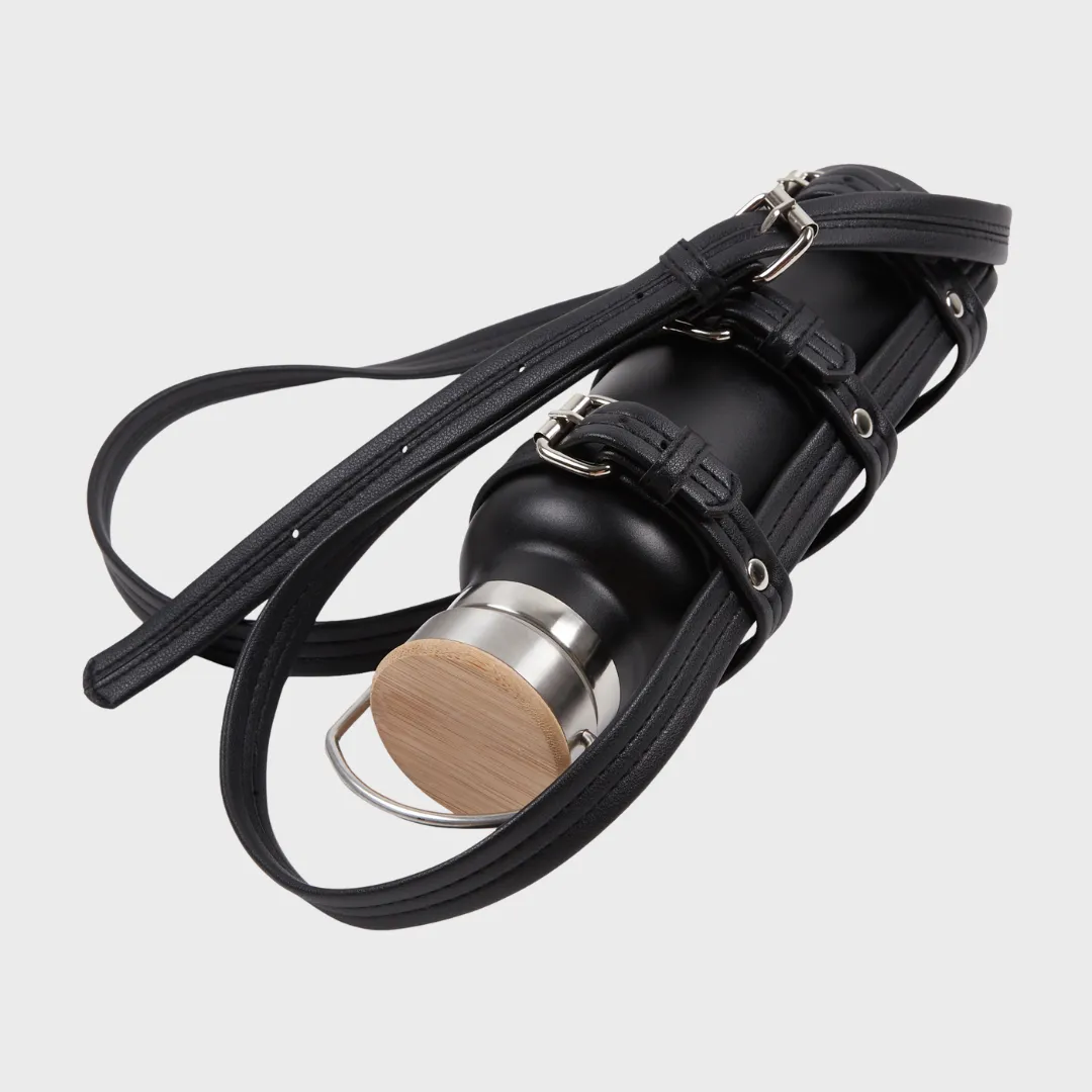 L'EAU VEGAN LEATHER BOTTLE HOLDER BLACK
