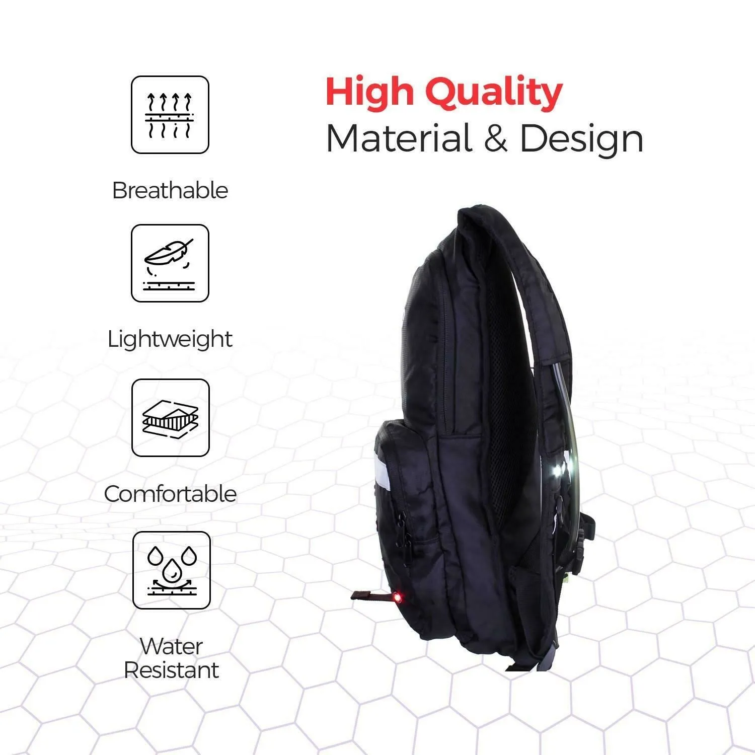 LED Safety Backpack for Bike–14h Battery Life, 3 Light Modes-High Visible(Hi Viz