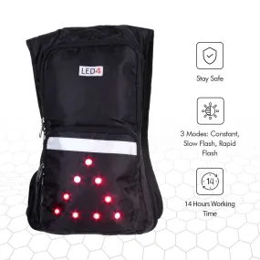 LED Safety Backpack for Bike–14h Battery Life, 3 Light Modes-High Visible(Hi Viz