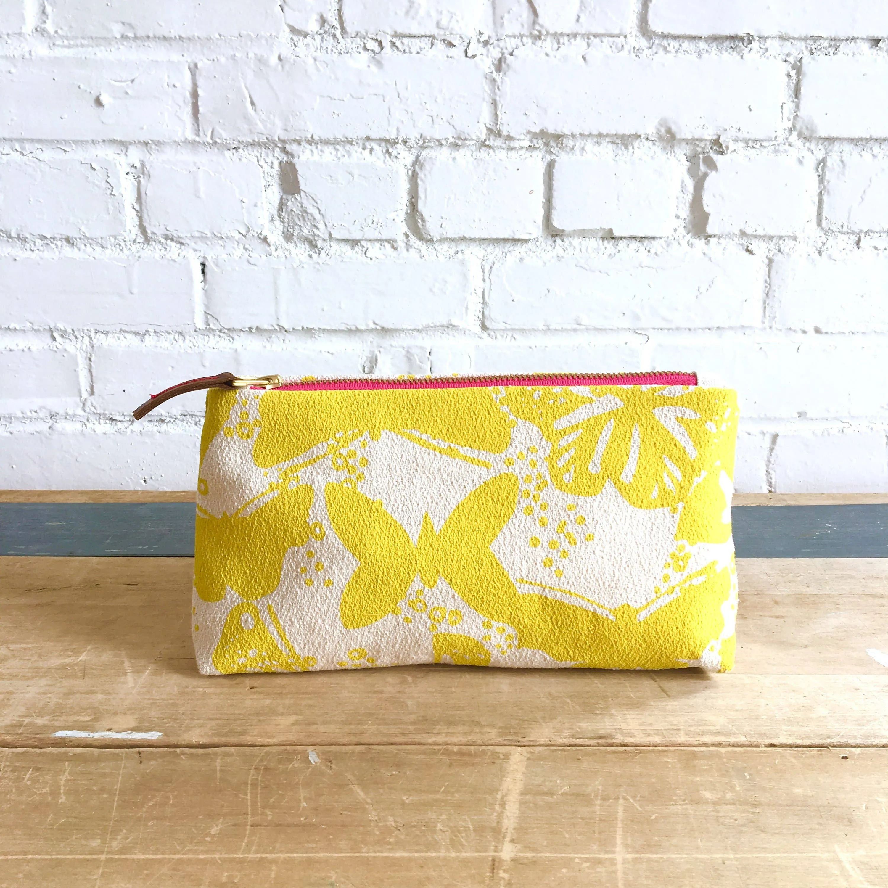 Lemon Butterflies Makeup Zipper Bag