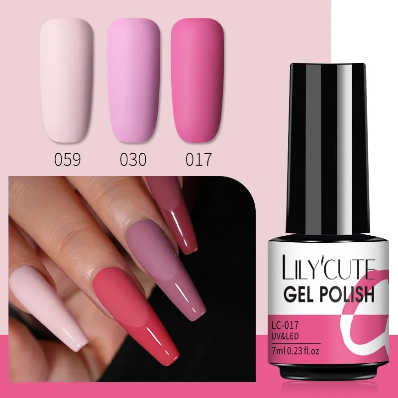 LILYCUTE 3PCs Rose Gold Gel Nail Polish Manicure Set Glitter Nail Gel Semi Permanent Base Top Coat UV Gel Nail Art Design Hybrid