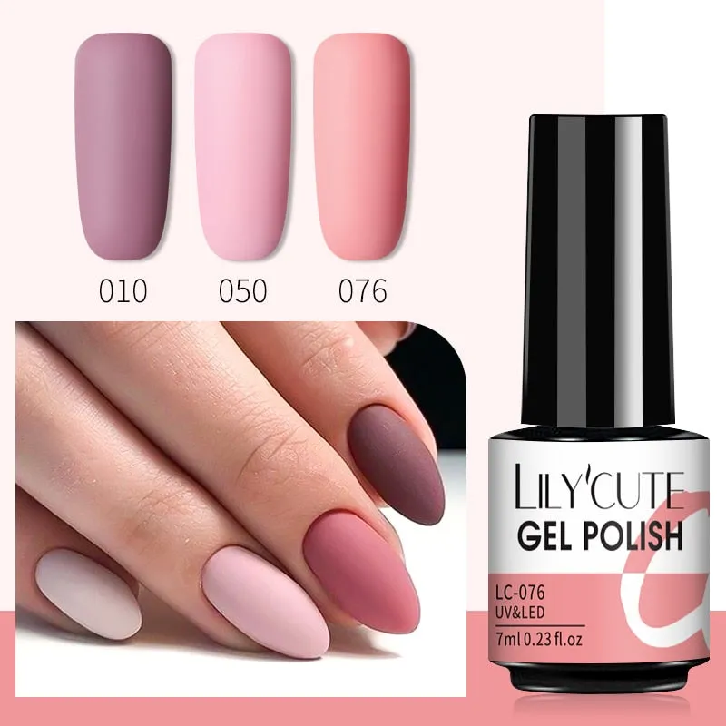 LILYCUTE 3PCs Rose Gold Gel Nail Polish Manicure Set Glitter Nail Gel Semi Permanent Base Top Coat UV Gel Nail Art Design Hybrid