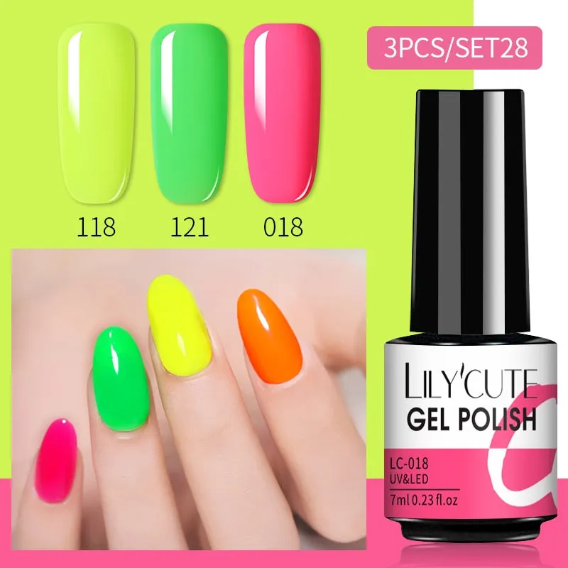 LILYCUTE 3PCs Rose Gold Gel Nail Polish Manicure Set Glitter Nail Gel Semi Permanent Base Top Coat UV Gel Nail Art Design Hybrid