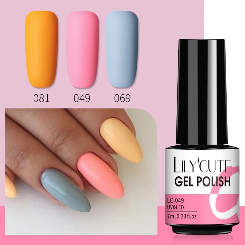 LILYCUTE 3PCs Rose Gold Gel Nail Polish Manicure Set Glitter Nail Gel Semi Permanent Base Top Coat UV Gel Nail Art Design Hybrid