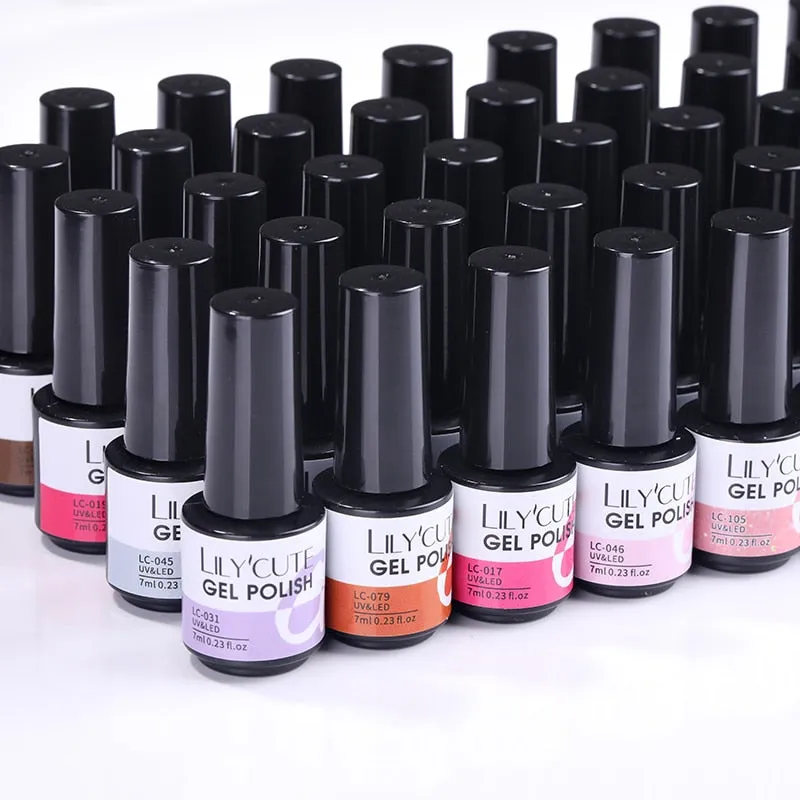 LILYCUTE 3PCs Rose Gold Gel Nail Polish Manicure Set Glitter Nail Gel Semi Permanent Base Top Coat UV Gel Nail Art Design Hybrid