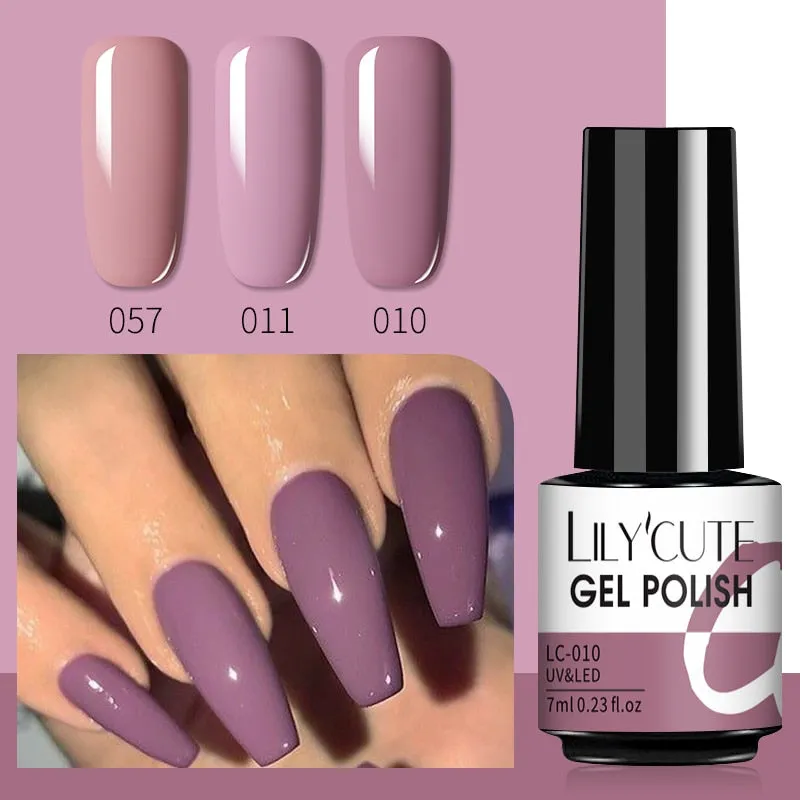 LILYCUTE 3PCs Rose Gold Gel Nail Polish Manicure Set Glitter Nail Gel Semi Permanent Base Top Coat UV Gel Nail Art Design Hybrid