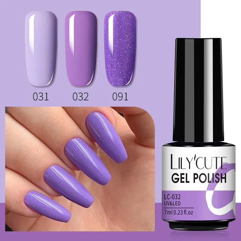 LILYCUTE 3PCs Rose Gold Gel Nail Polish Manicure Set Glitter Nail Gel Semi Permanent Base Top Coat UV Gel Nail Art Design Hybrid
