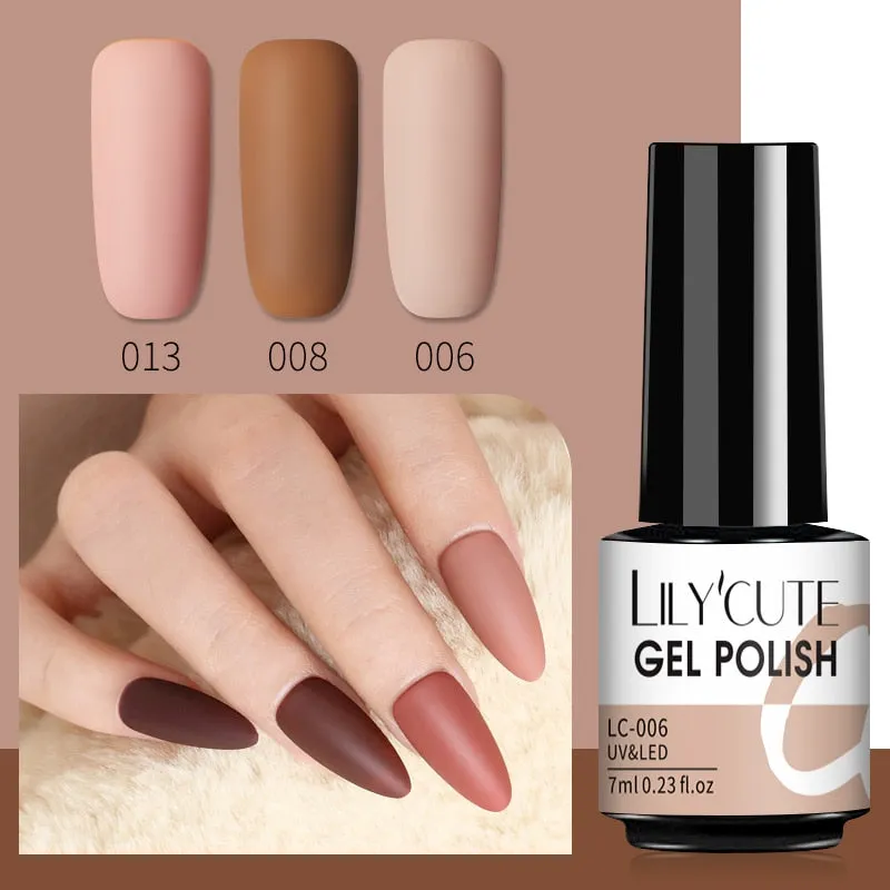LILYCUTE 3PCs Rose Gold Gel Nail Polish Manicure Set Glitter Nail Gel Semi Permanent Base Top Coat UV Gel Nail Art Design Hybrid