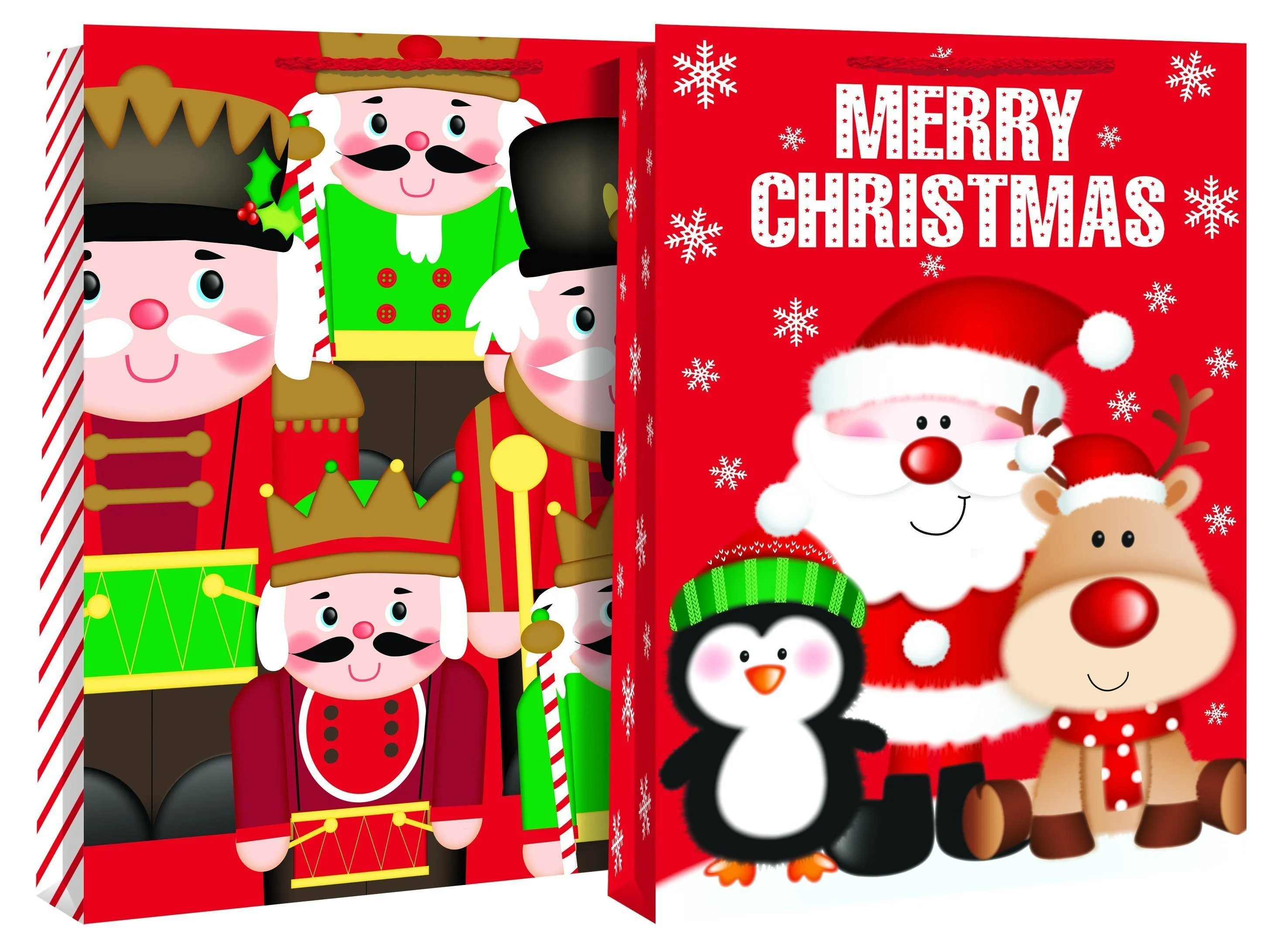 Long Jumbo Christmas Gift Bag - Nutcracker Soldiers & Santa Designs