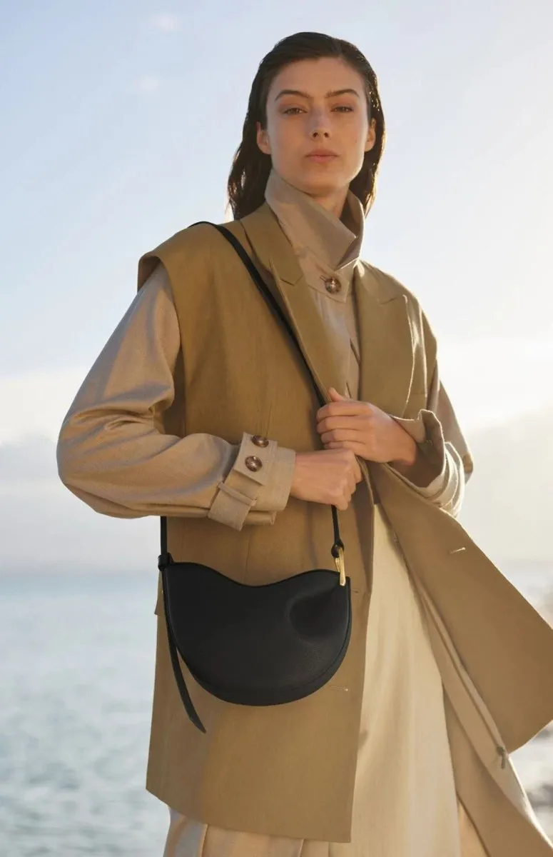 MAC182 Lychee Textured One-Shoulder Crossbody Saddle Bag