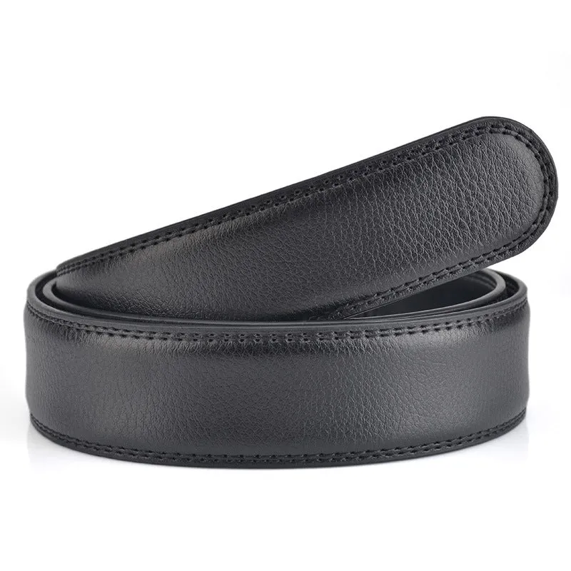 Men's 2-Layer Automatic Buckle Belt Headless Leather Belt Leather Belt