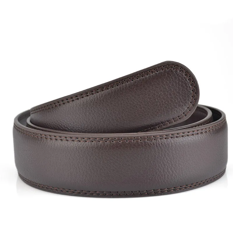 Men's 2-Layer Automatic Buckle Belt Headless Leather Belt Leather Belt