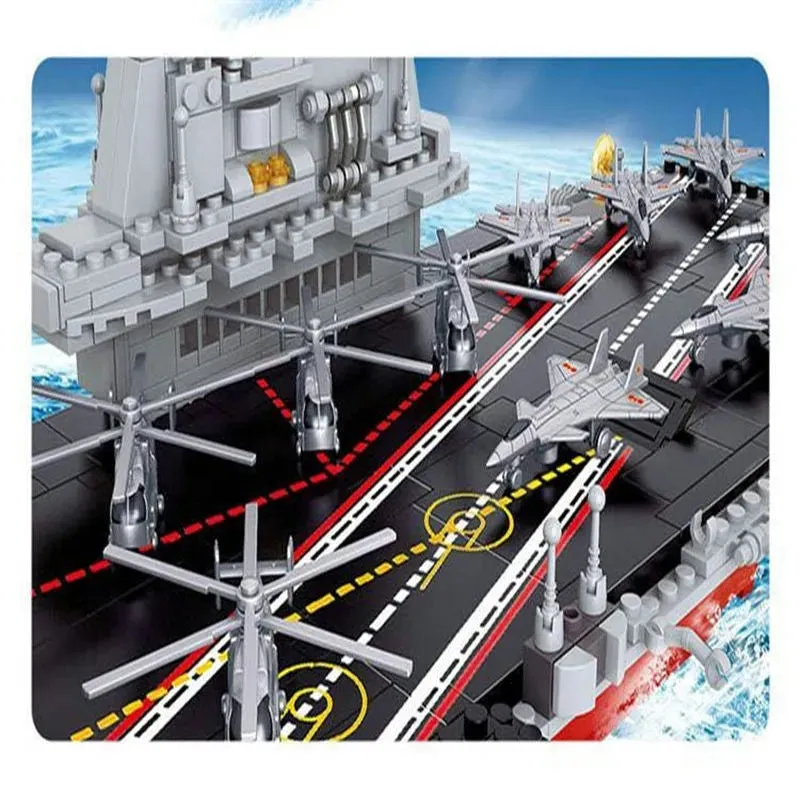 Military WW2 Aircraft Carrier Warship Bricks Toys