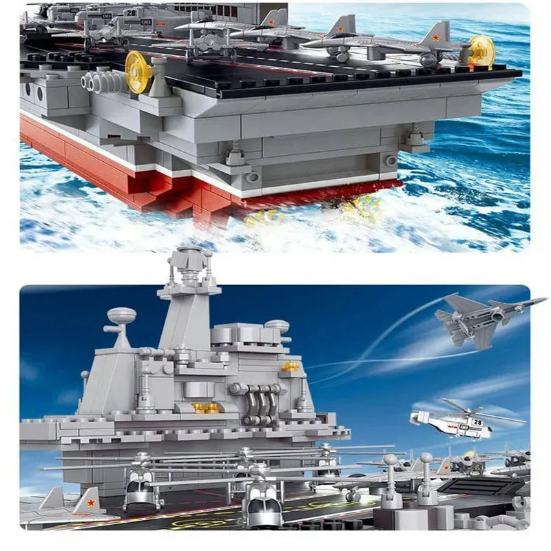 Military WW2 Aircraft Carrier Warship Bricks Toys