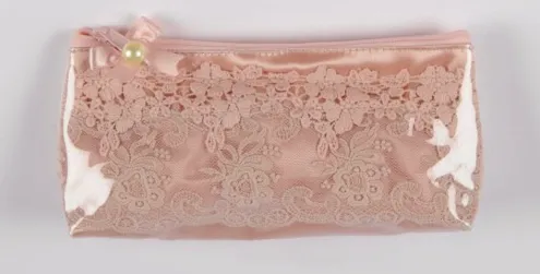Miss Rose Sister Violet Pink Coated Lace Zippered Bag