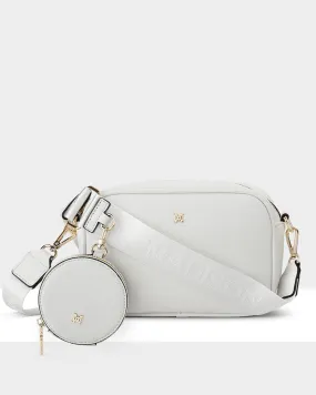 Monica White Camera Crossbody Bag   Utility Bag Strap