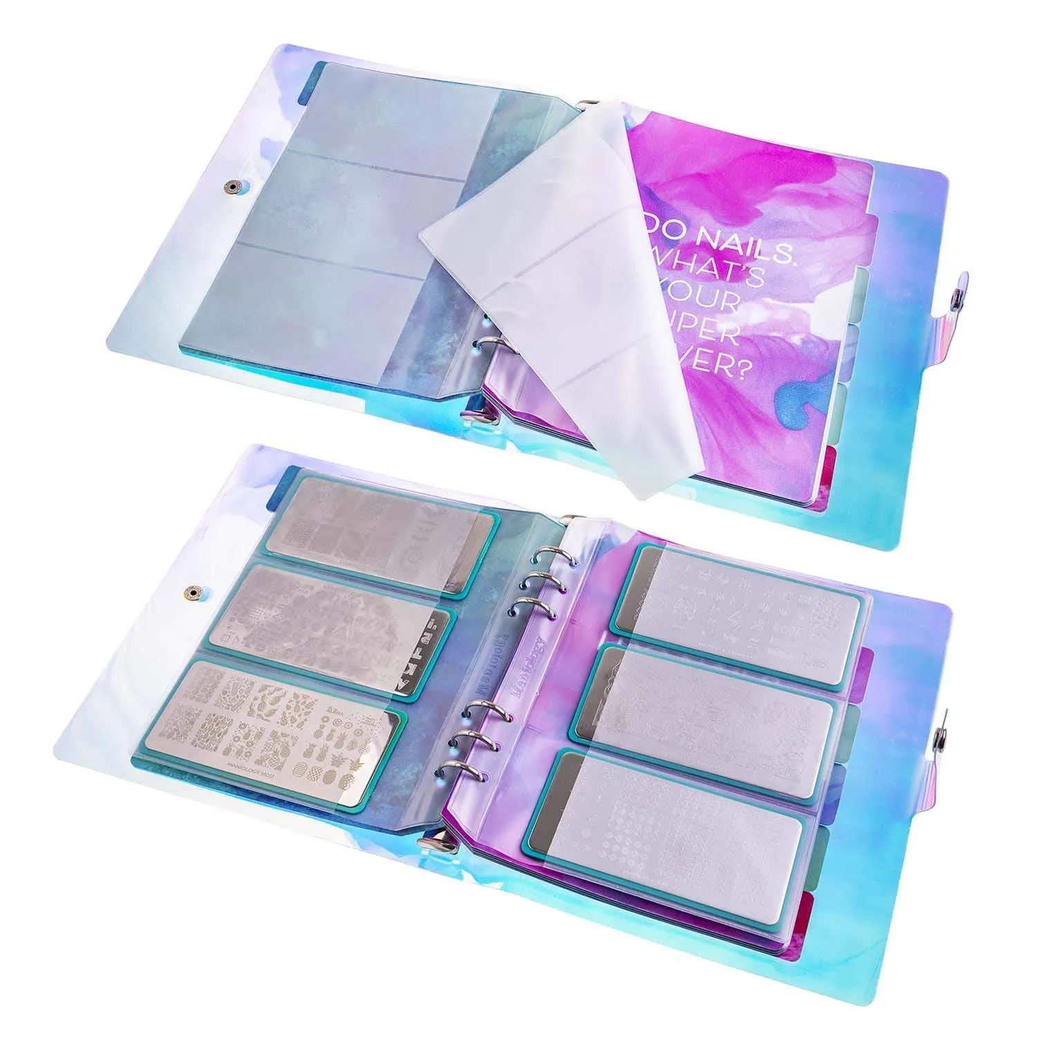 Nail Stamping Plate Organizer Binder Refill Set - 6 Dividers & 10 Insert Pages